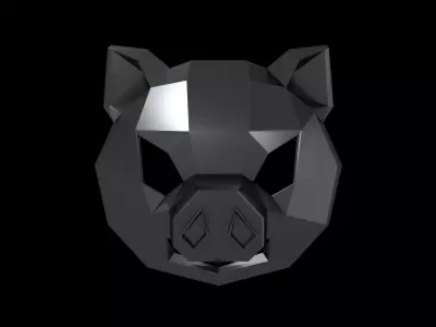 Lowpoly Pig Mask V1 004 Low-poly 3D model