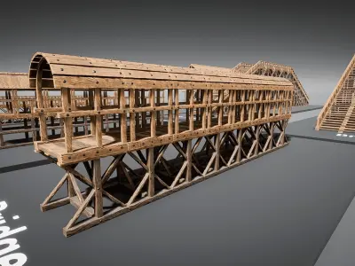 Medieval Wooden Bridges Pack Low-poly 3D model