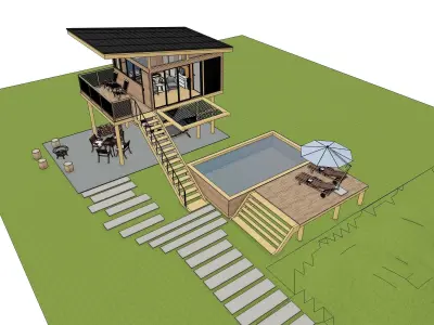 beach hut 3d model Low-poly 3D model