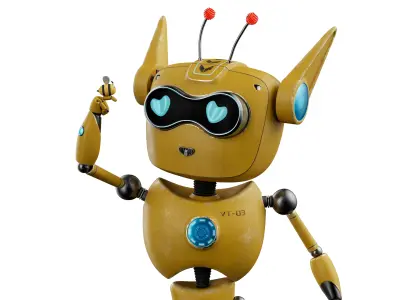 Robotic Character ROBO - CAT Blender Rigged Low-poly 3D model