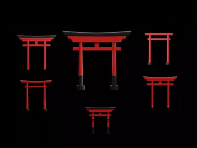 Set of Tori Gates Low-poly 3D model