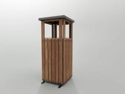 Modern Timber Street bin Vol 07 Game Ready PBR Low-poly 3Dmodel Low-poly 3D model