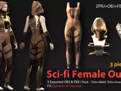 SCI-FI Outfit-CYBERPUNK-No01-MD-Clo3D-OBJ-FBX-Blender file 3D model