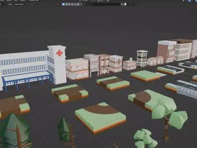 Lowpoly Stylized Building and Environment and Props Low-poly 3D model