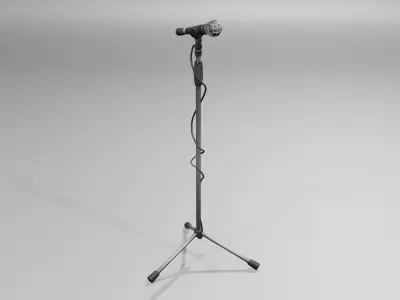 Microphone with stand Low-poly 3D model