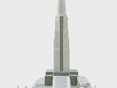 Futuristic Skyscraper Architectural Model Low-poly 3D model
