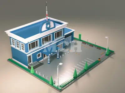 Police Station Low-poly 3D model