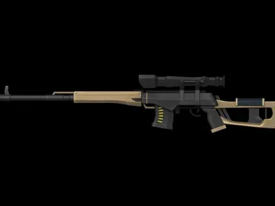 Sci-Fi Dragunov Sniper - Kalashnikov Gun Weaponry Low-poly 3D model