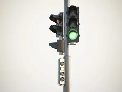 Traffic lights set for pedestrian and vehicles 3D model