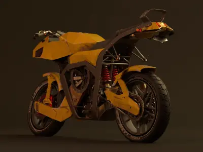 Futuristic motorcycle Low-poly 3D model