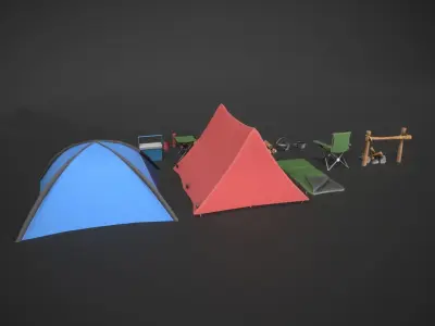 Stylized Camping Prop Pack - 23 Unique Assets Low-poly 3D model