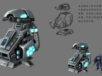 Rotating turret - frozen 02 3D model