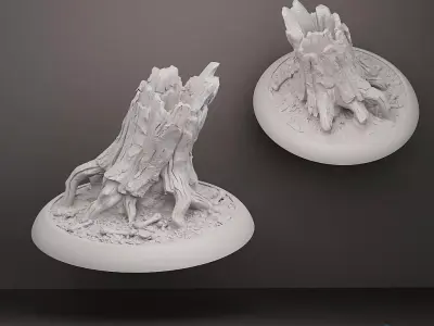    Ancient Tree Stump with Bones - Scenery Miniature    Free 3D print model