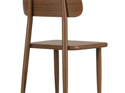 Nordic Style Armless Chair Wood Open Back Dining Side Chair 3D model
