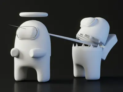 Sci - Fi Among Us Character Duo Low-poly 3D model