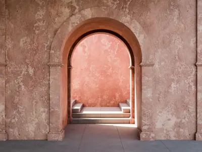 A large archway with stairs 3D model