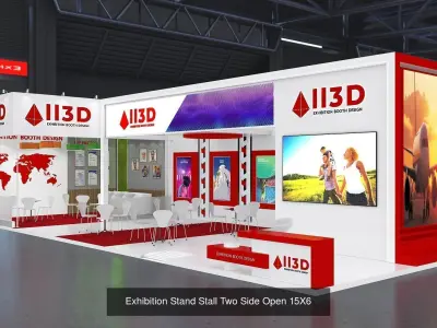 Two Side Open Exhibition Booth Collection  Vray 3D Model Pack