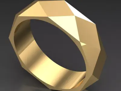 Light Gold Diamond Men Ring 2MR096 3D model