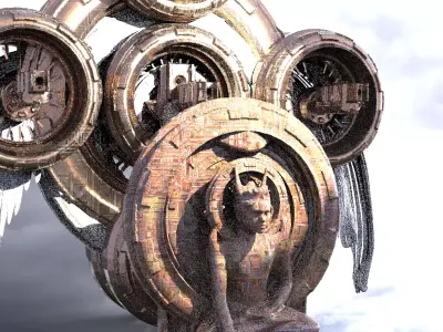 Ancient Alien Star Ring Monolith 10 Kit bash 3D model