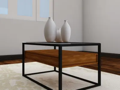  wood and iron coffe table 3D model
