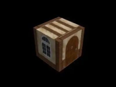 Colonial wooden box with windows Free low-poly 3D model