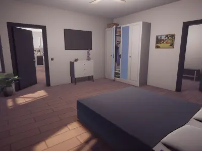 Low Poly House Interior and Exterior Low-poly 3D model