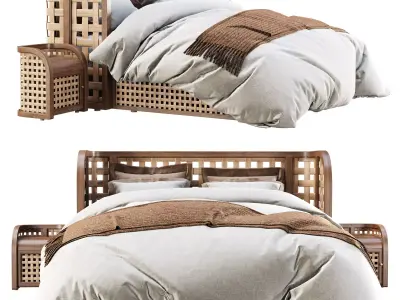 Sofia Rattan Double bed  3D model