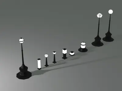 street light set Low-poly 3D model buy