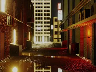 Urban Alley - Low Poly  Low-poly 3D model