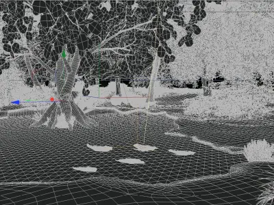 3D High Detailed Forest Lake Scene - Model 3D model