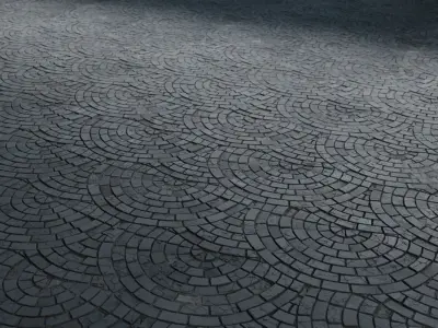 Radial Fan Stone Pavers Seamless PBR Material Texture