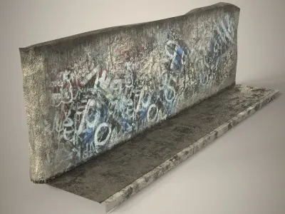 Street Graphity Wall with Sidewalk  Low-poly 3D model