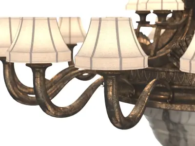 Antique Chandelier Silver over Bronze and Alabaster 3D model