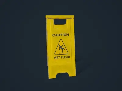Wet Floor Sign Low-poly 3D model