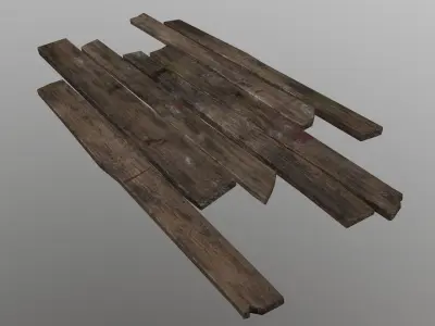 Wooden planks Low-poly 3D model