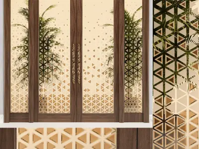 Framed glass door 01 3D model