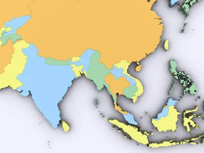 Map of Asia and Oceania 3D model