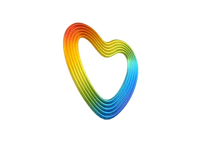 Line Heart Icon v1 015 Low-poly 3D model