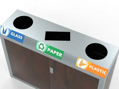 Street Trash can Low-poly 3D model get