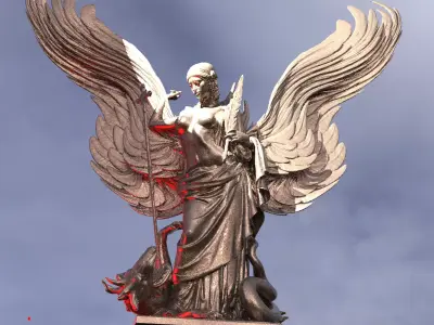 Medieval Angel Dragon slayer statue 3D model