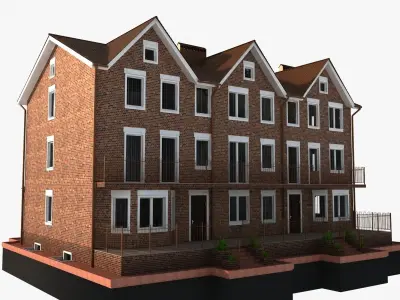 3 story brick house 3D model