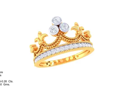  Women Crown Ring MTL 3dm STL OBJ FBX Details 3D print model order