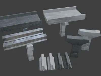 Street Asset Pack Low-poly 3D model