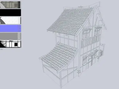 Medieval house Low-poly 3D model 27