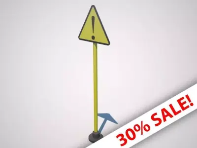 Warning Sign Low-poly 3D model Low-poly 3D model