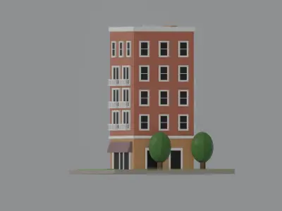 Low Poly Building Low-poly 3D model get
