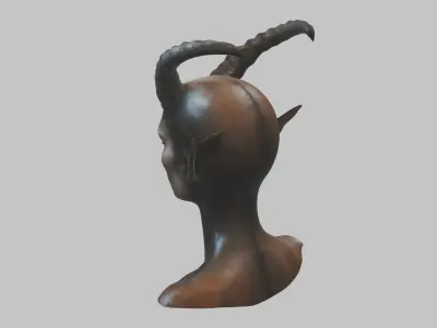 Demon Woman ALien HEad Bust Low-poly 3D model