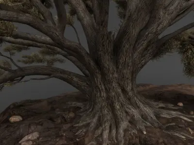 Mountain with Tree 3D model