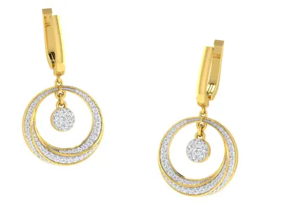 Light Weight Yellow Gold Diamond Earring EZ BI-29 3D print model