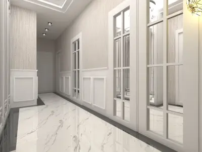 hall design Low-poly 3D model